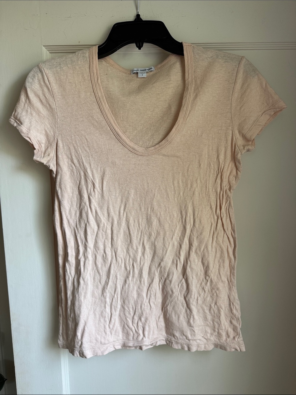 James Perse Scoop Neck Short Sleeve Tee - Light Peach